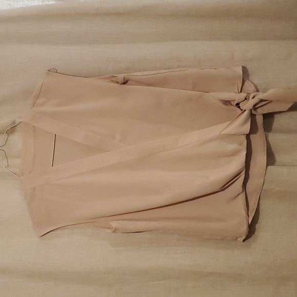 Pale pink chiffon wrap top. - Picture 1 of 3